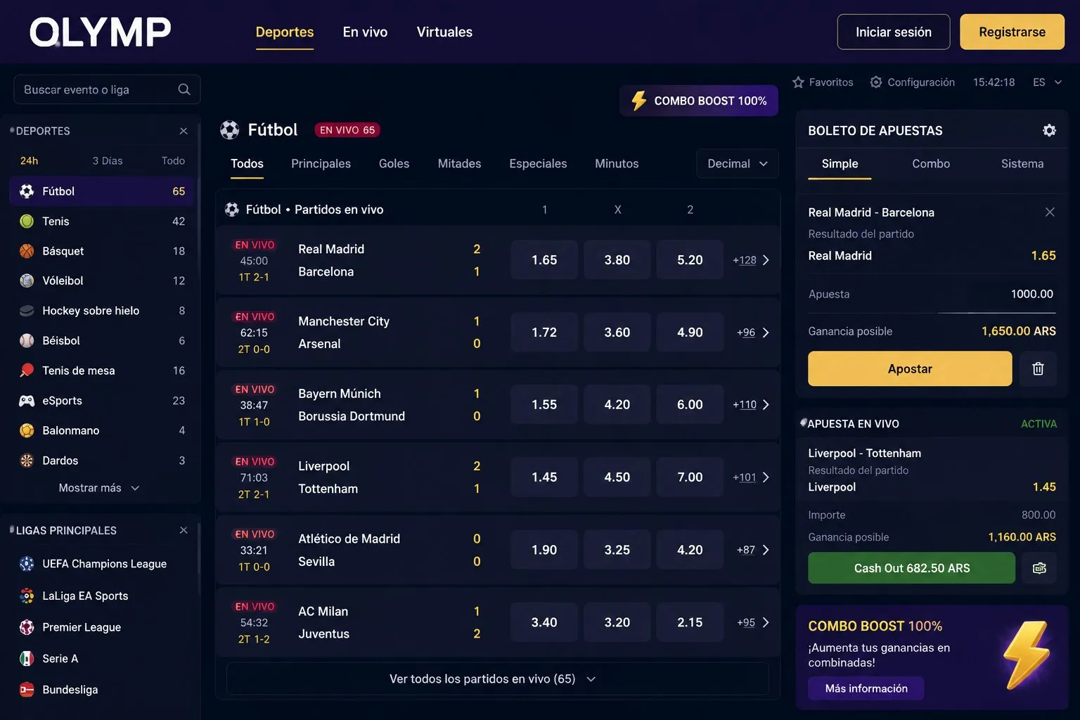 Apuestas deportivas en Olimp Casino